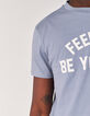Tee-shirt bleu grisé bio à message Homme-4