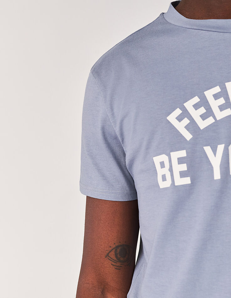 Tee-shirt bleu grisé bio à message Homme-4 Tee-shirt bleu grisé bio à message Homme-4