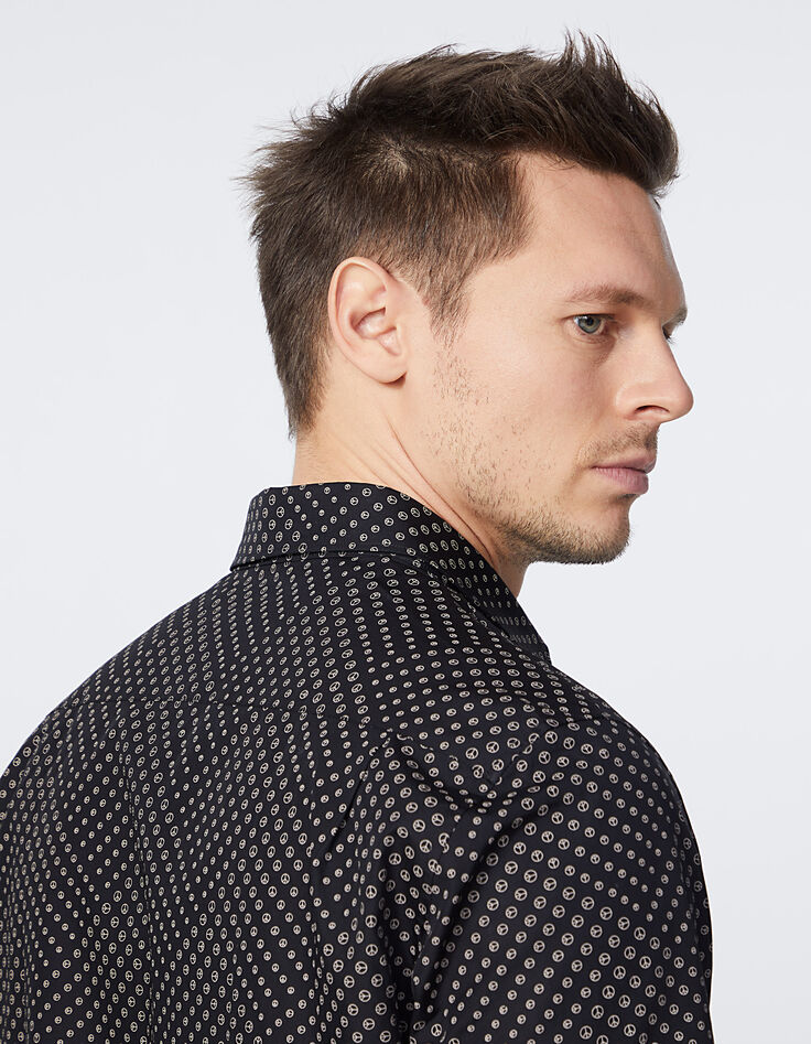 Camisa REGULAR negra motivos mini peace and love para hombre-4