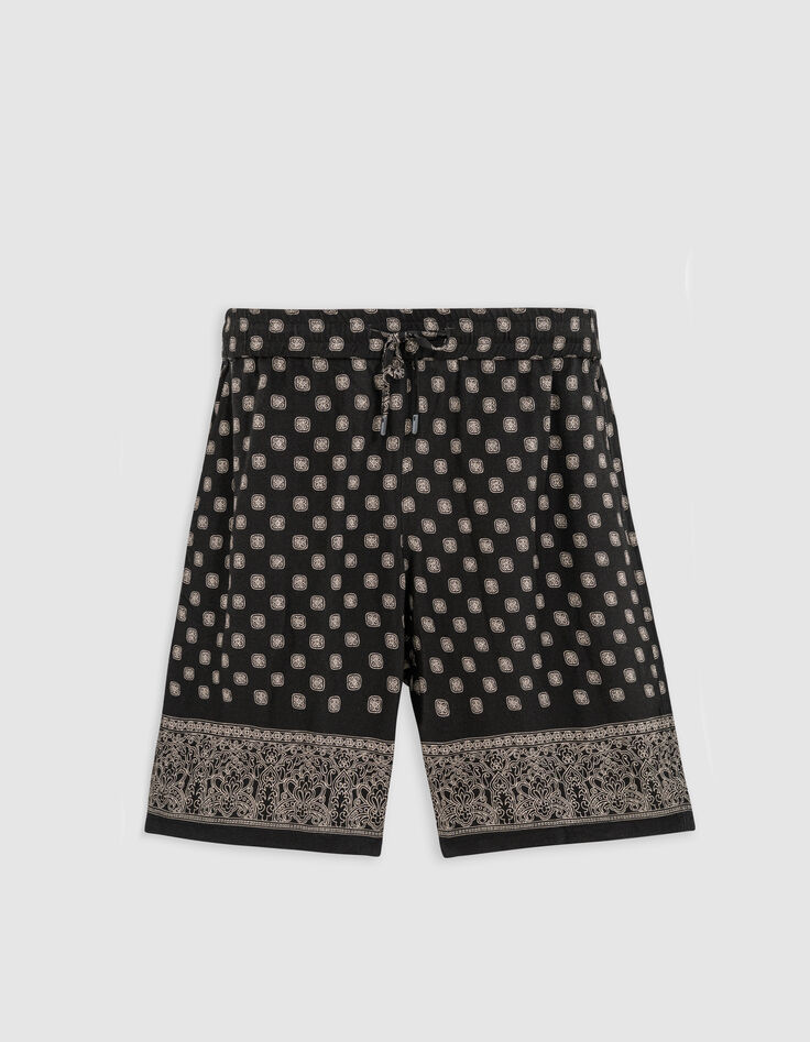 Zwarte COMFORT-bermuda met print Balinese motieven Heren-5 Zwarte COMFORT-bermuda met print Balinese motieven Heren-5