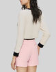 Women’s ecru knit sweater with black edges-3