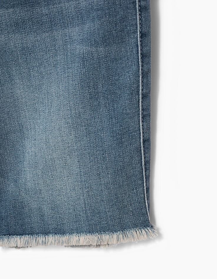 Bermuda en jean faded blue bas frangés fille -3 Bermuda en jean faded blue bas frangés fille -3
