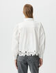 Chemise manches longues blanche bas dentelle Femme-4