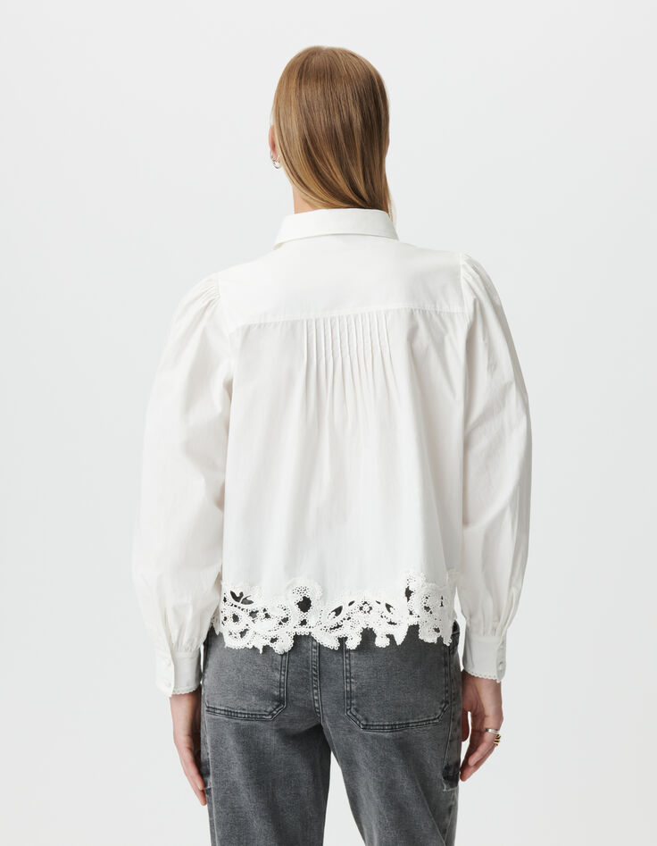 Chemise manches longues blanche bas dentelle Femme-4 Chemise manches longues blanche bas dentelle Femme-4