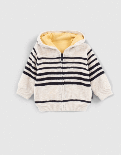 Cardigan réversible rayé et jaune bébé garçon - IKKS