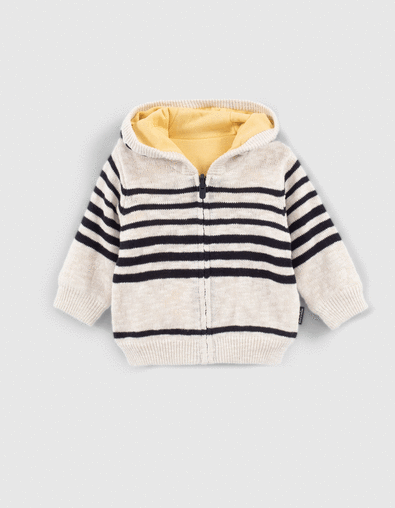 Baby boys’ yellow and striped reversible cardigan - IKKS