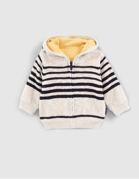 Baby boys’ yellow and striped reversible cardigan