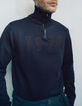 Men&rsquo;s navy knit IKKS x DUVILLARD zip-neck sweater-2