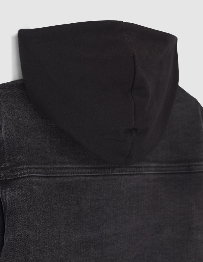 Graues Jungenjeanshemd mit Sweatkapuze-6