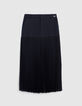 Marineblauer Bi-Material-Rock f&uuml;r Damen-5