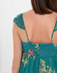 Robe voile recyclé imprimé bouquet de fleurs volants femme-4