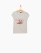 Tee-shirt gris chiné Paris Los Angeles fille-2
