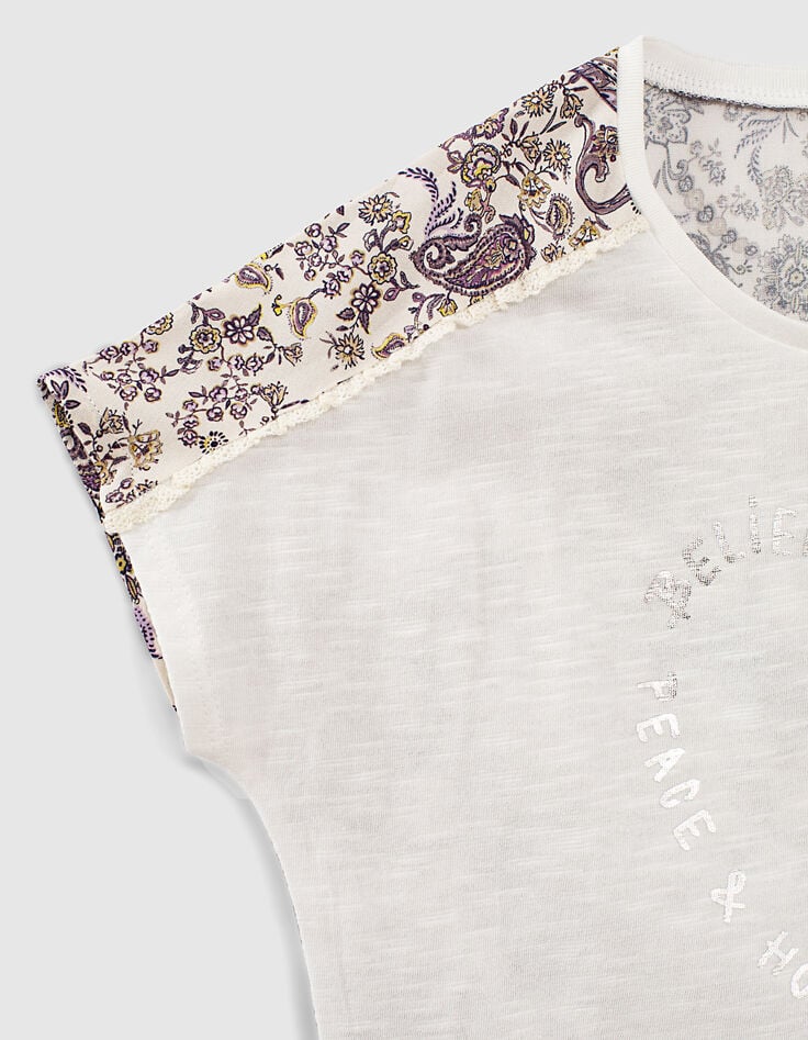 Wit T-shirt twee materialen Ecovero® kasjmier rug meisjes-5 Wit T-shirt twee materialen Ecovero® kasjmier rug meisjes-5