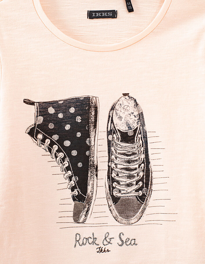 Rosa Mädchen-T-Shirt, Motiv gepunktete Sneakers - IKKS