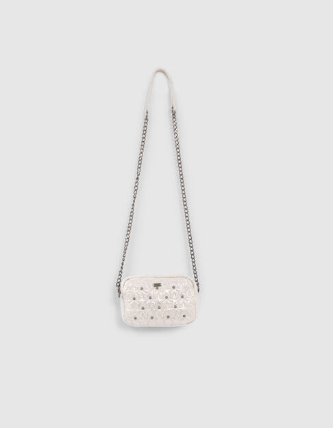 Silberfarbene Mädchenhandtasche mit Sternen und Nieten