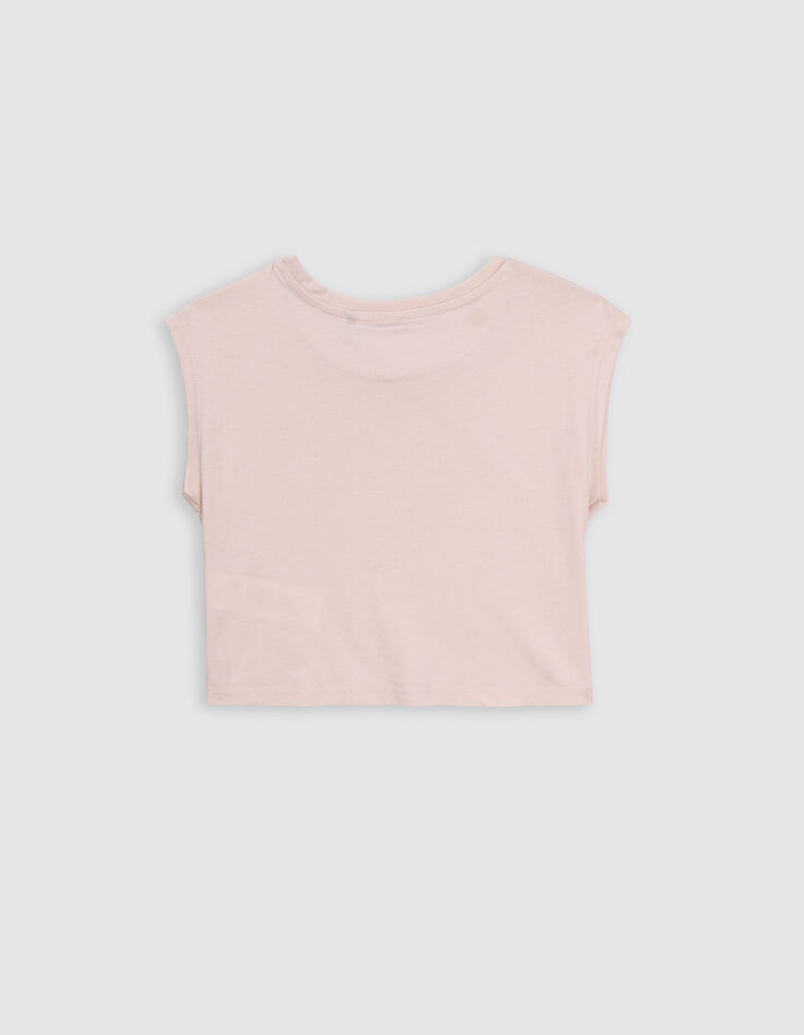 T-shirt beige coton bio palmier-tigre copper fille-4