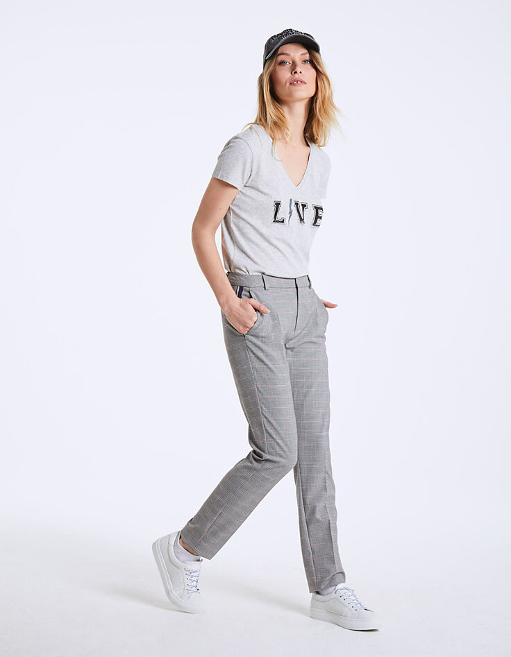Tee-shirt col V en coton visuel Love femme-6