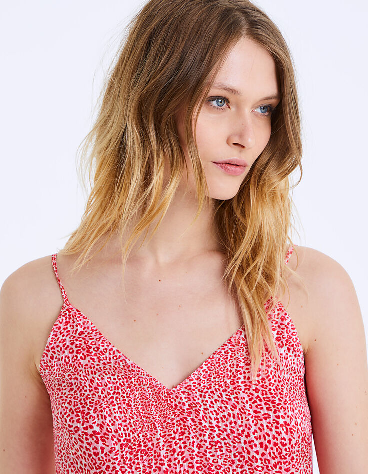 Jacquard leopard print strappy dress -4