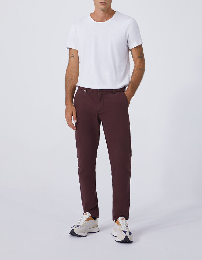 Pantalon chino SLIM burgundy Homme-1