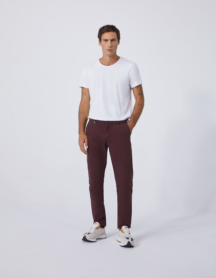 Pantalon chino SLIM burgundy Homme-1