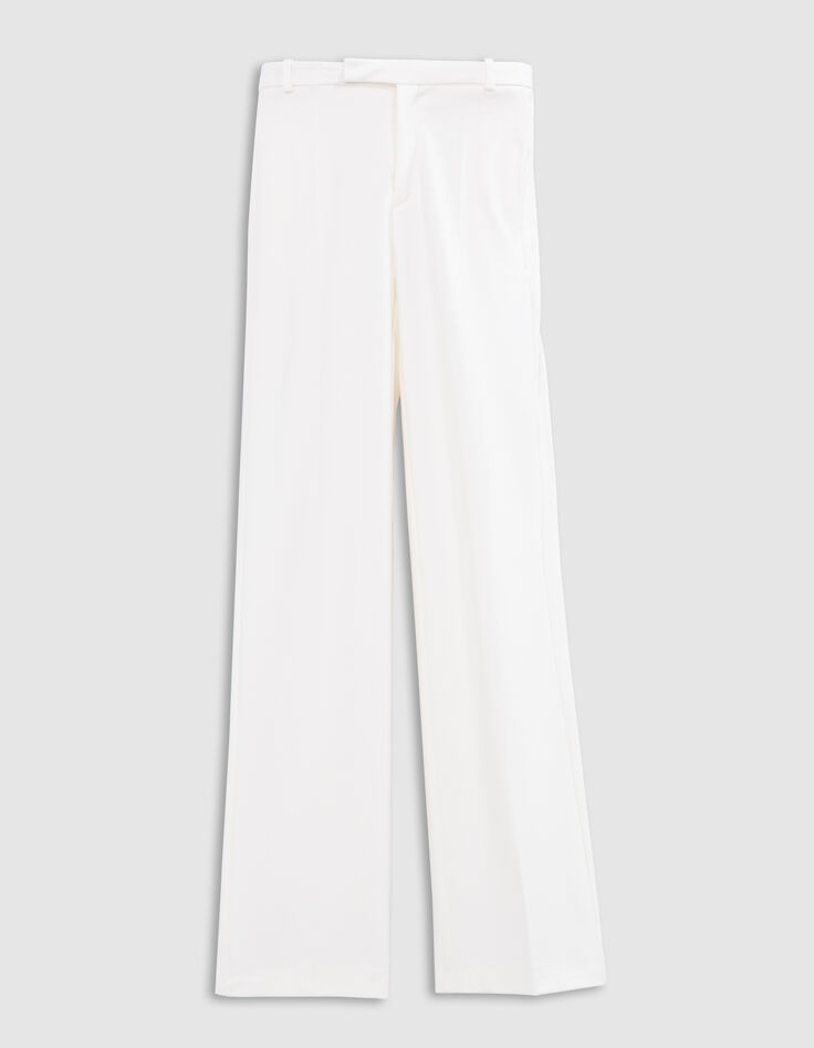 Pantalon de tailleur blanc ajusté maille Milano Femme-10