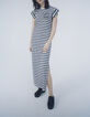 Robe longue marine à rayures esprit marinière Femme-1