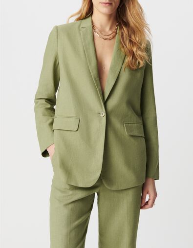 Veste de costume verte lin et coton Femme - IKKS