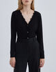 Zwart omkeerbaar vest tricot en kant Dames-4