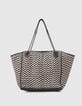 Oversized goudkleurige en zwarte leren shopper Dames-3 Oversized goudkleurige en zwarte leren shopper Dames-3