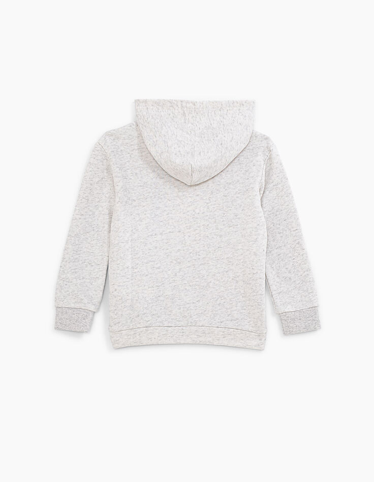 Sweat gris clair print et broderies molleton bio garçon -3