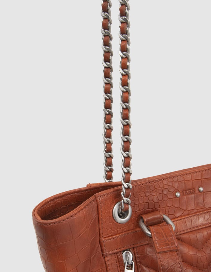 Women’s orange croc-embossed leather 1440 Small tote bag-8