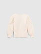 Girls’ ecru T-shirt with embroidered necklaces-3