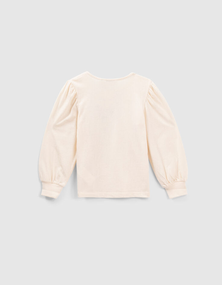 Girls’ ecru T-shirt with embroidered necklaces-3