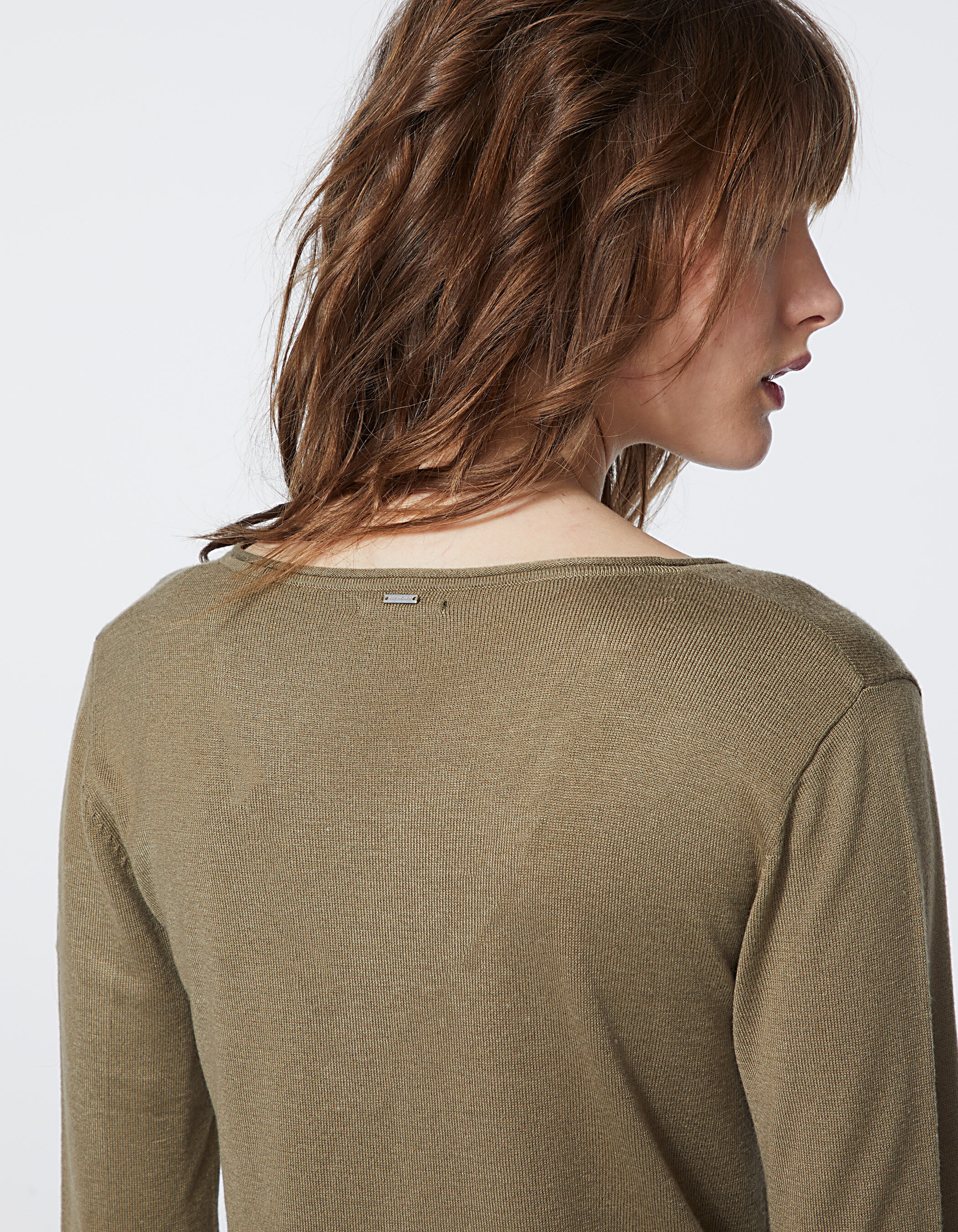 Pull col v kaki femme clearance