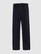 Jean baggy noir velours milleraies 7/8e Femme-1