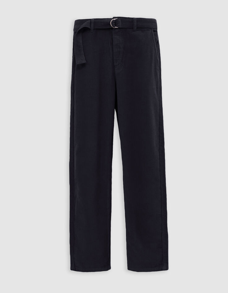Jean baggy noir velours milleraies 7/8e Femme-1