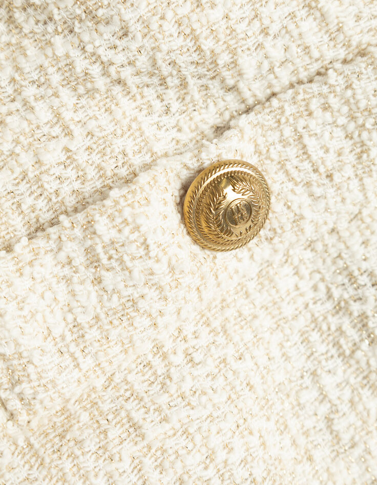 Sweat beige lurex effet tweed boutons épaule Femme-4 Sweat beige lurex effet tweed boutons épaule Femme-4