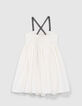 Vestido crudo plastrón encaje macramé niña-3