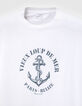 T-shirt blanc coton bio visuel ancre et serpent Homme-5