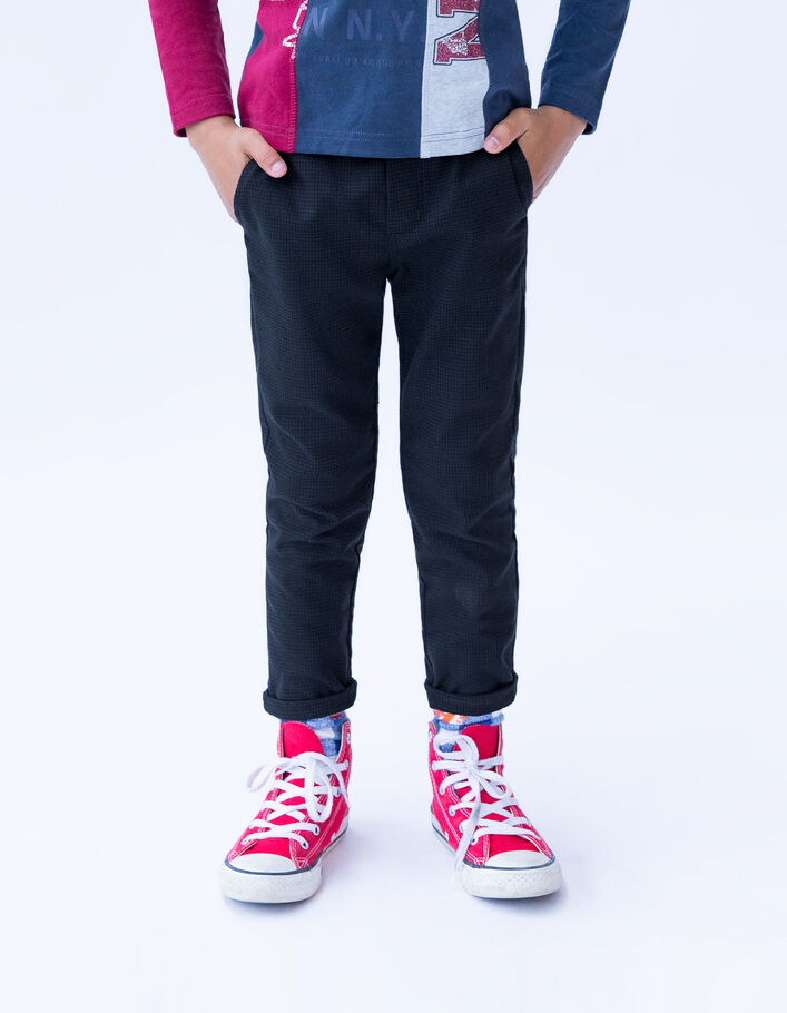 Marineblaue Jungen-Jogginghose mit Hahnentrittmuster-2