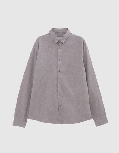 Men's mink-coloured flannel REGULAR shirt - IKKS