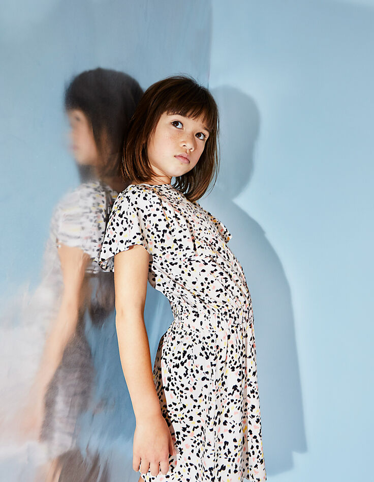 Robe pêche à imprimé tachiste fille-1