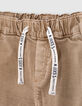 Sandbraune Jungencargohose mit Jacquard und Gummizug -2