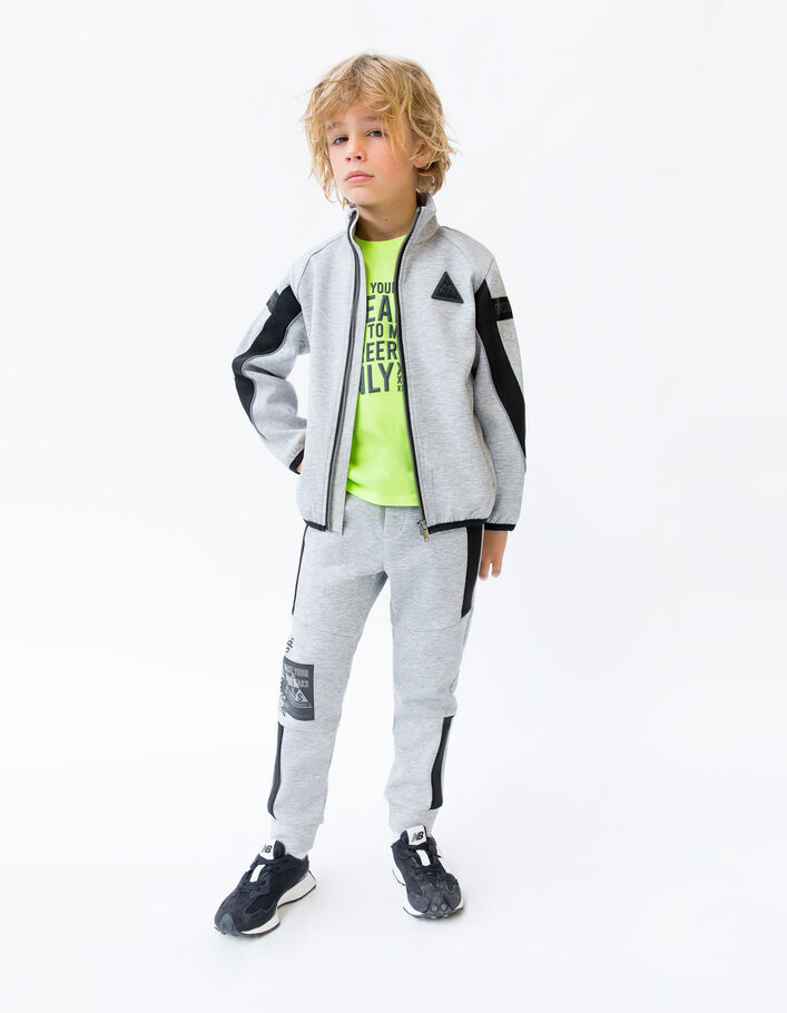 Boys’ grey cardigan with black and reflective details - IKKS
