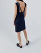 Women’s blue backless dress with braid-2