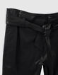 Women's black lambskin leather high-waist trousers-6