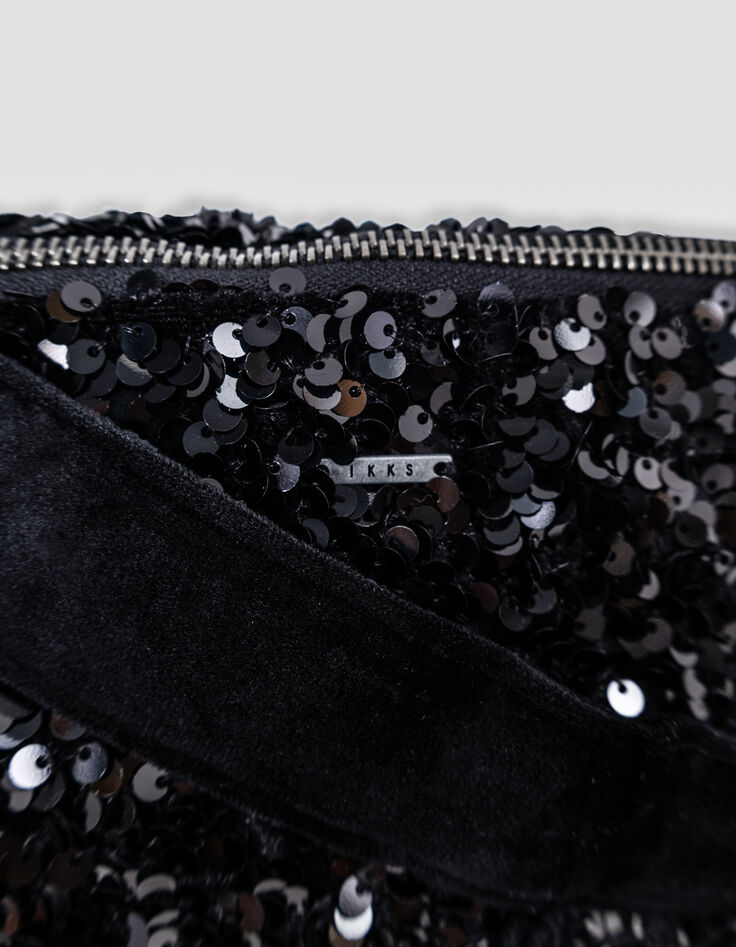 M&auml;dchen-Bauchtasche schwarz, Samt, Pailletten, recycelt-4