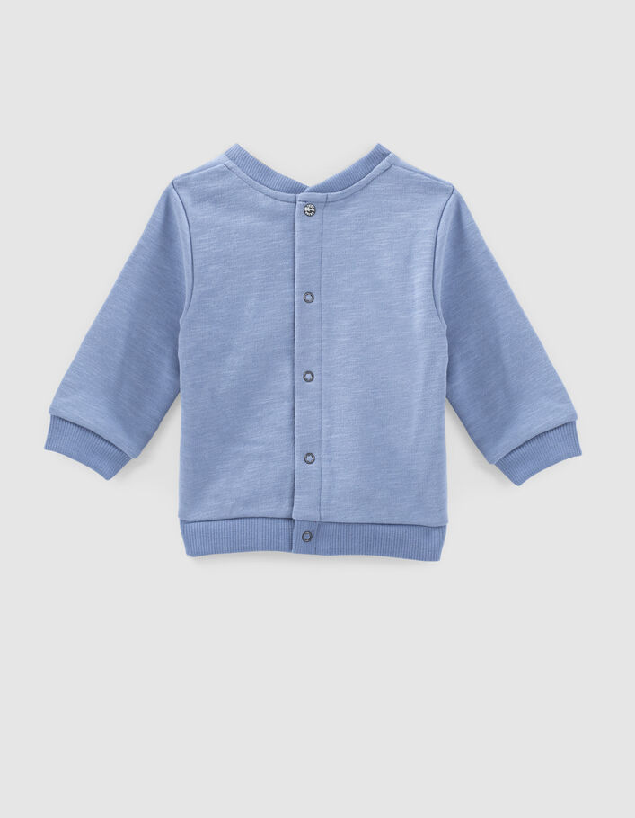 Middenblauwe sweater bliksemborduursel biosweatstof baby’s - IKKS