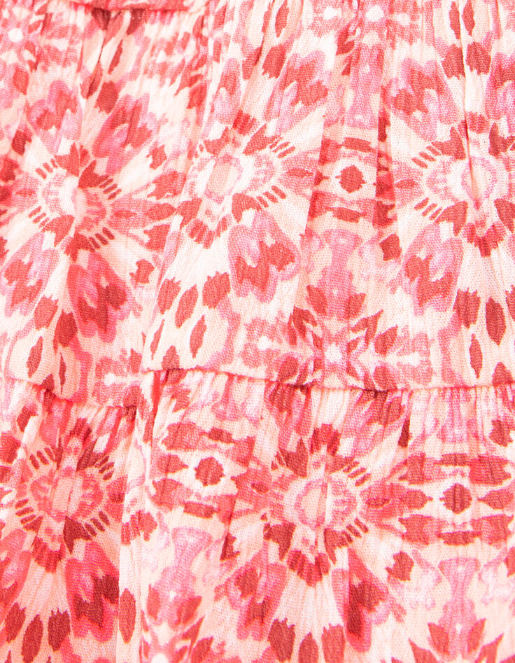 Korte roze rok etnische print meisjes-6