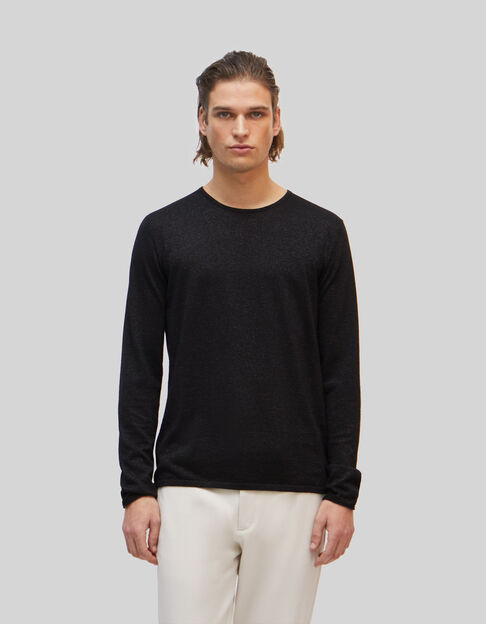 Pure Edition – Men’s black glittery wool knit sweater - IKKS